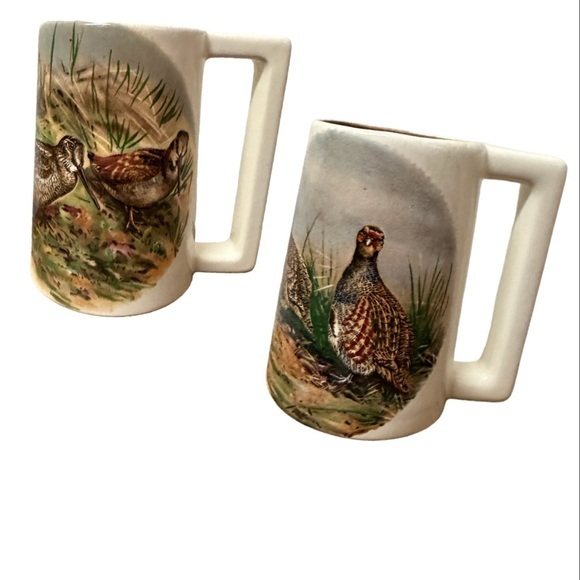 Other - Set of (2) vintage wild game birds mugs. Hand made 1976. Square full handle